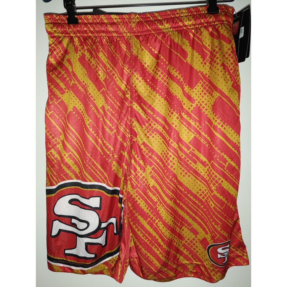NWT NFL SF San Francisco 49ers Klew Red Gold Athletic Shorts Men's Size Medium
